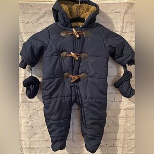 The Children's Place Navy Hooded Puffer One-Piece Snowsuit with Mittens